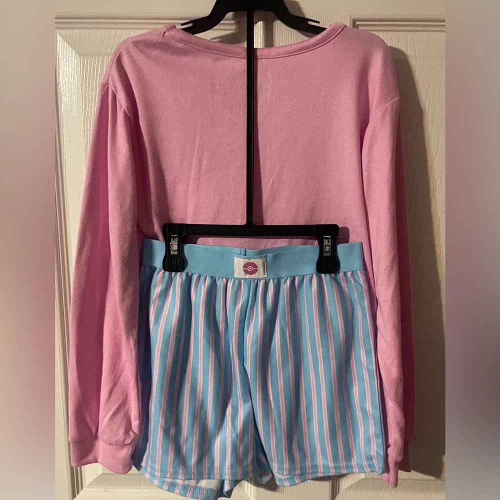 NWT Pokémon‎ Pikachu Girls 2 Piece Pajama Set Pink Blue Sleepwear Size S 6/6X